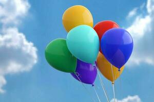 kleurrijk ballonnen vliegend over- lucht achtergrond foto