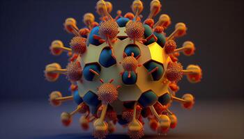 virus molecuul illustratie, bacterie deeltje generatief ai foto
