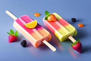 smakelijk zomer fruit ijs room vers feestelijk generatief ai foto