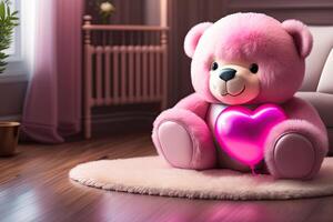 roze teddy beer met hart generatief ai foto