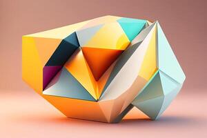 abstract meetkundig oranje kubus generatief ai foto
