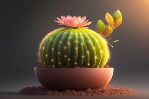 groen cactus in toetje veld- generatief ai foto