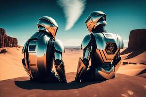 futuristische cyber robot staand illustratie foto