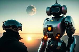 futuristische cyber robot staand illustratie foto