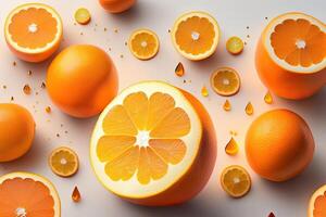 oranje vers fruit illustratie vlak leggen foto