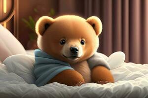 baby beer ziek in bed generatief ai foto