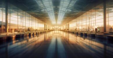 luchthaven gebouw, Internationale terminal, wazig achtergrond - ai gegenereerd beeld foto