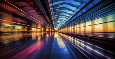 luchthaven gebouw, Internationale terminal, wazig achtergrond - ai gegenereerd beeld foto