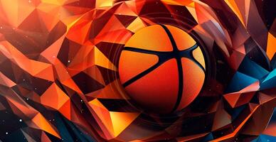 abstract basketbal panoramisch achtergrond, oranje basketbal - ai gegenereerd beeld foto