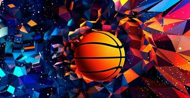 abstract basketbal panoramisch achtergrond, oranje basketbal - ai gegenereerd beeld foto