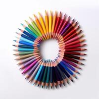 kleurrijk potloden geïsoleerd. illustratie ai generatief foto