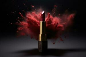 lippenstift met poeder plons. illustratie ai generatief foto