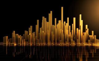 elegant gouden lijn diagram Aan zwart achtergrond, illustratie ai generatief foto