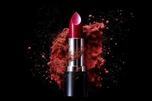 lippenstift met poeder plons. illustratie ai generatief foto