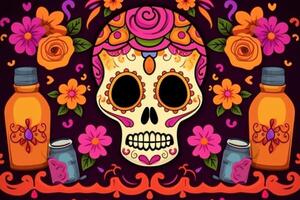 dag van de dood, dia de los Muertos vakantie poster. illustratie ai generatief foto