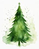 groen waterverf Kerstmis boom. illustratie ai generatief foto