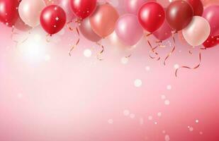 roze vakantie achtergrond met ballonnen. illustratie ai generatief foto