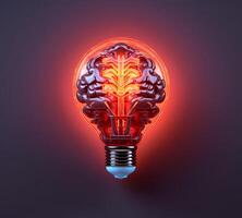 lamp Leuk vinden brein. concept van kunstmatig intelligentie- of machine aan het leren. ai gegenereerd beeld foto