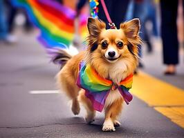 chihuahua hond in trots optocht. concept van lgbtq trots. ai gegenereerd foto