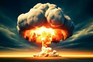 nucleair bom explosie gedurende wereld oorlog. ai gegenereerd foto