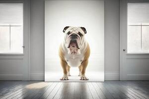 bulldog staand in de kamer gemaakt met generatief ai foto