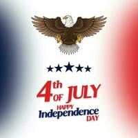 4e van juli advertentie ontwerp met adelaar en Verenigde Staten van Amerika vlag kleur foto
