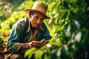 boer Aan arabica koffie plantage , ai generatief foto