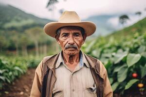 boer Aan arabica koffie plantage , ai generatief foto