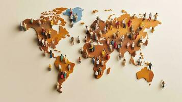 wereld kaart bevolking met volkeren achtergrond. generatief ai. foto