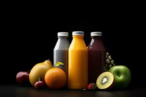 ai generatief biologisch fruit sappen pakket voor branding mockup foto