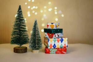 Kerstmis cadeaus concept. cadeaus achtergrond foto