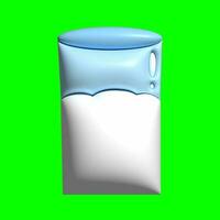 een 3d melk in de glas Bedrijfsmiddel met een groene scherm achtergrond foto