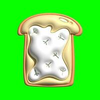 een 3d brood geroosterd brood Bedrijfsmiddel met een groene scherm achtergrond foto