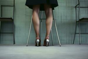 vrouw rood mooi mode voet concept blauw schoen kleurrijk been hiel. generatief ai. foto