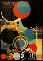cirkel wijnoogst rood oog poster retro ontwerp illustratie kunst abstract. generatief ai. foto