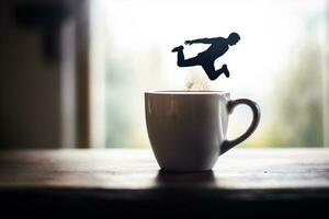 cafe kop mok espresso ochtend- bruin Boon drinken aroma ontbijt. generatief ai. foto