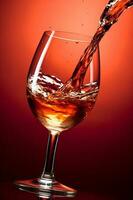 alcohol viering vloeistof partij rood drinken glas detailopname wijn helling achtergrond. generatief ai. foto