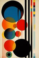 illustratie abstract oog poster kunst ontwerp wijnoogst cirkel rood retro. generatief ai. foto