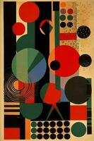 wijnoogst kunst abstract oog retro poster rood cirkel ontwerp illustratie. generatief ai. foto