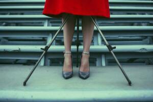 been vrouw concept blauw voet schoen kleurrijk rood mode schoonheid mooi. generatief ai. foto