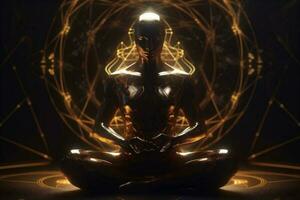 houding silhouet zen vrede energie aura geestelijk chakra meditatie yoga. generatief ai. foto