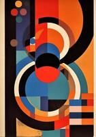 abstract oog kunst retro ontwerp illustratie poster cirkel wijnoogst rood. generatief ai. foto