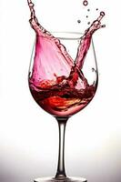 wijn glas partij helling drinken detailopname alcohol vloeistof achtergrond rood transparant. generatief ai. foto