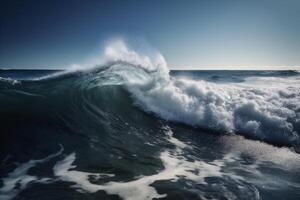 vloeistof blauw water Botsing oceaan Golf koel zee surfing natuur. generatief ai. foto