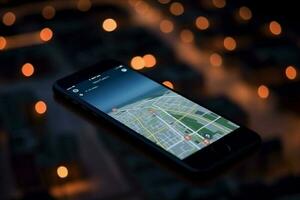 telefoon GPS reizen mobiel richting punt navigatie positie plaats kaart. generatief ai. foto