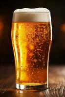 lager schuim alcohol kroeg glas drank goud pint drinken bier. generatief ai. foto