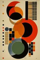 rood cirkel wijnoogst poster oog kunst ontwerp retro illustratie abstract. generatief ai. foto