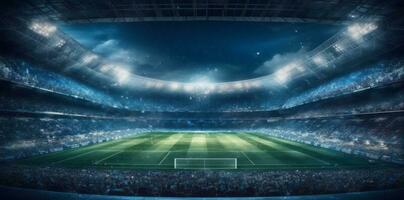 licht Amerikaans voetbal sport voetbal wereld spel stadion arena groen doel. generatief ai. foto
