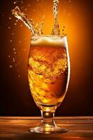 glas alcohol schuim helling verkoudheid drinken plons verfrissing achtergrond bier bubbel. generatief ai. foto
