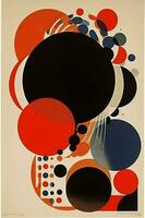 illustratie poster retro wijnoogst kunst rood cirkel ontwerp abstract oog. generatief ai. foto